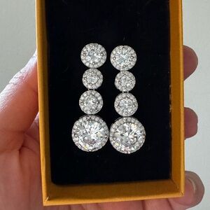 Elegant Silver Crystal Drop Earrings